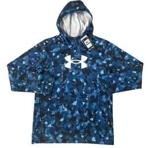 NEW Under Armour Youth Boys XL Camo Blue Black Hoodie Sweatshirt Fleece